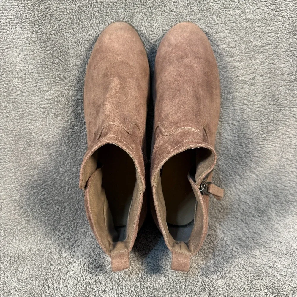 Arizona Garrity Ankle Boots‎ Womens Sz 8.5 Brown Suede Block Heels Comfront